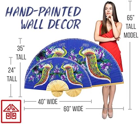 Proud Peacocks Folding Wall Fan Hand Painted Art