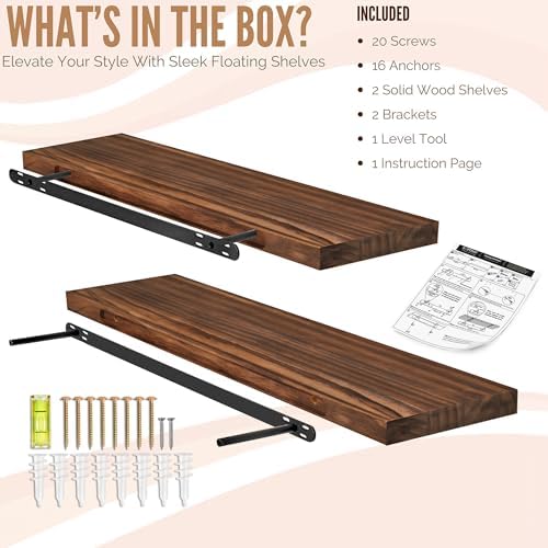 Sorbus 35-inch Solid Wood Floating Shelves Set of 2