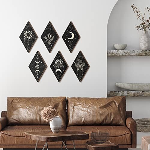 6 Pcs Black Gold Moon Phase Wall Art
