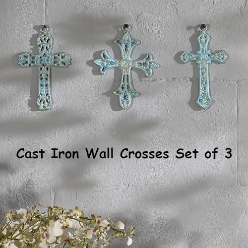 3 Pcs Cast Iron Crosses Wall Decor Set