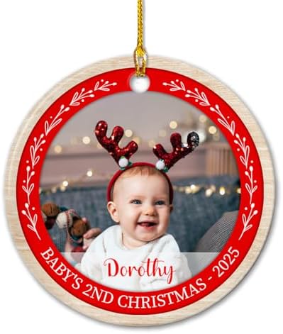 Personalized Babys 2nd Christmas Ceramic Ornament 2025