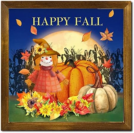 Thanksgiving Fall Pumpkin Wood Sign Scarecrow Moon