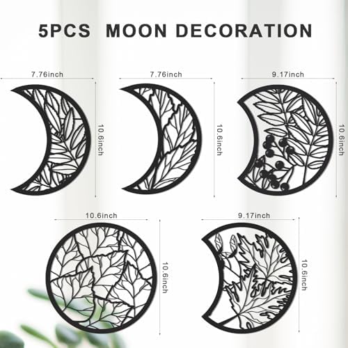 Jetec 5 Pcs Moon Phase Wall Art Decor