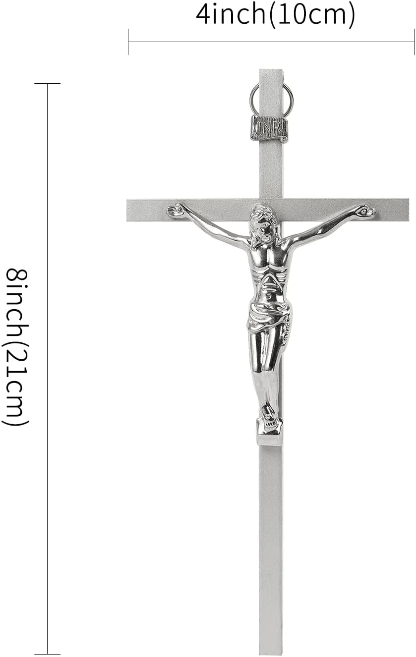 VINETEN 8 Inch Silver Crucifix Wall Cross