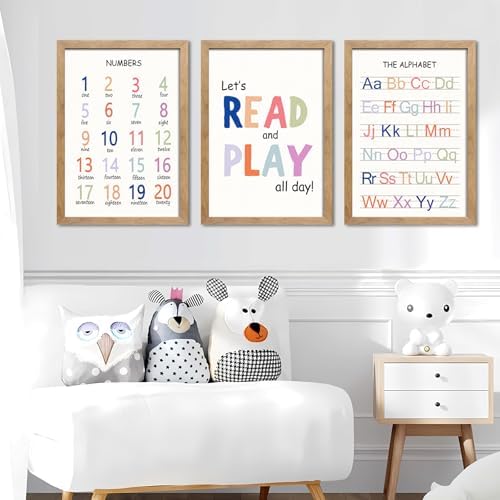 Cute Alphabet Numbers Wall Art Set of 3