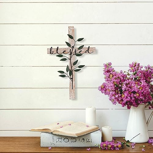 NIKKY HOME Wall Cross Rustic Wooden Cross Decor