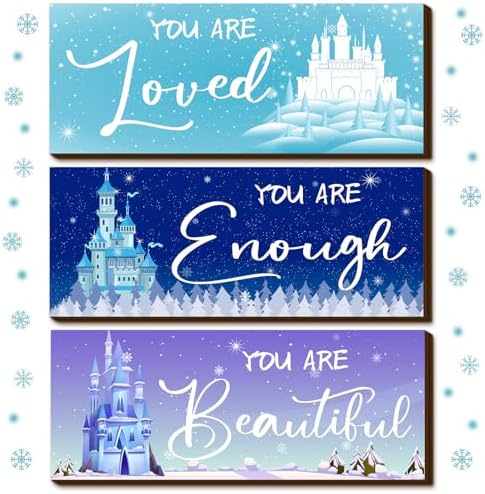 3 Pcs Winter Snowflake Positive Quotes Wooden Wall Art Prints