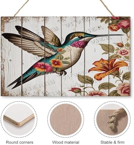 Spring Summer Hummingbird Door Sign 10x16 Welcome Decor 1