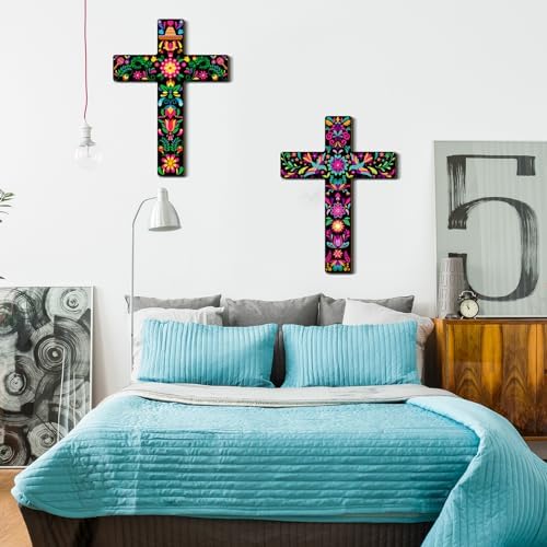 Pinkunn 2 Pcs Mexican Cross Wall Decor Decorations