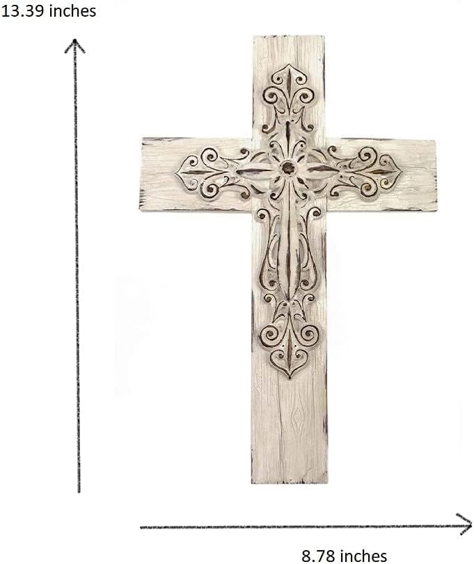 Comfy Hour Layered Wall Cross in White Wood