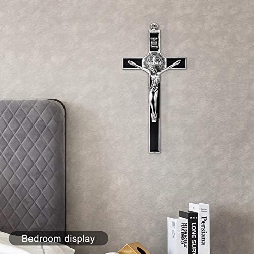 Wellcho Black Enamel Crucifix Wall Cross - Saint Benedict Religious Wall Art
