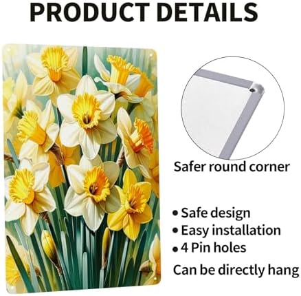 Beautiful Flowers Daffodil Metal Wall Art Sign Decor