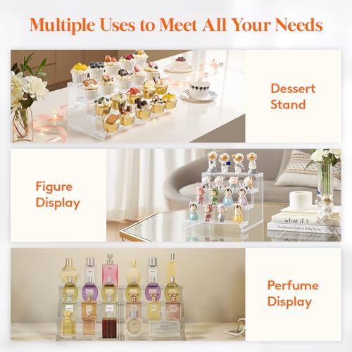 Lifewit 4 Tier Clear Display Riser Stand 9 Inch 2-Pack