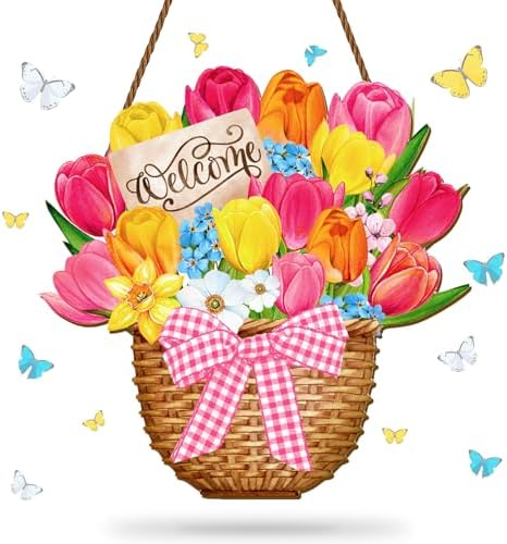 Spring Welcome Door Sign Wooden Hanging Decor