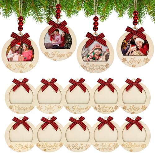COCHIE Christmas Picture Frame Ornaments 10PCS Red Black Buffalo Check