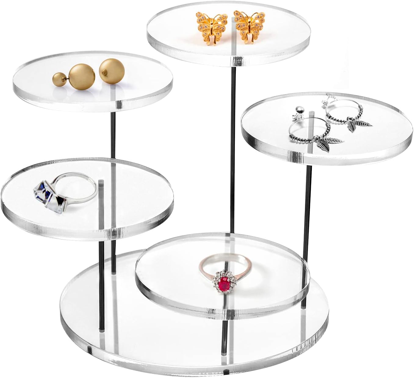 QWORK 5 Tier Acrylic Display Riser Stand for Jewelry and Mini Figurines