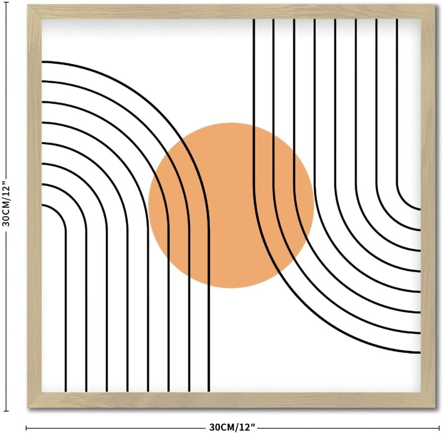 Geometry Orange Wood Wall Decor Sign 12x12in