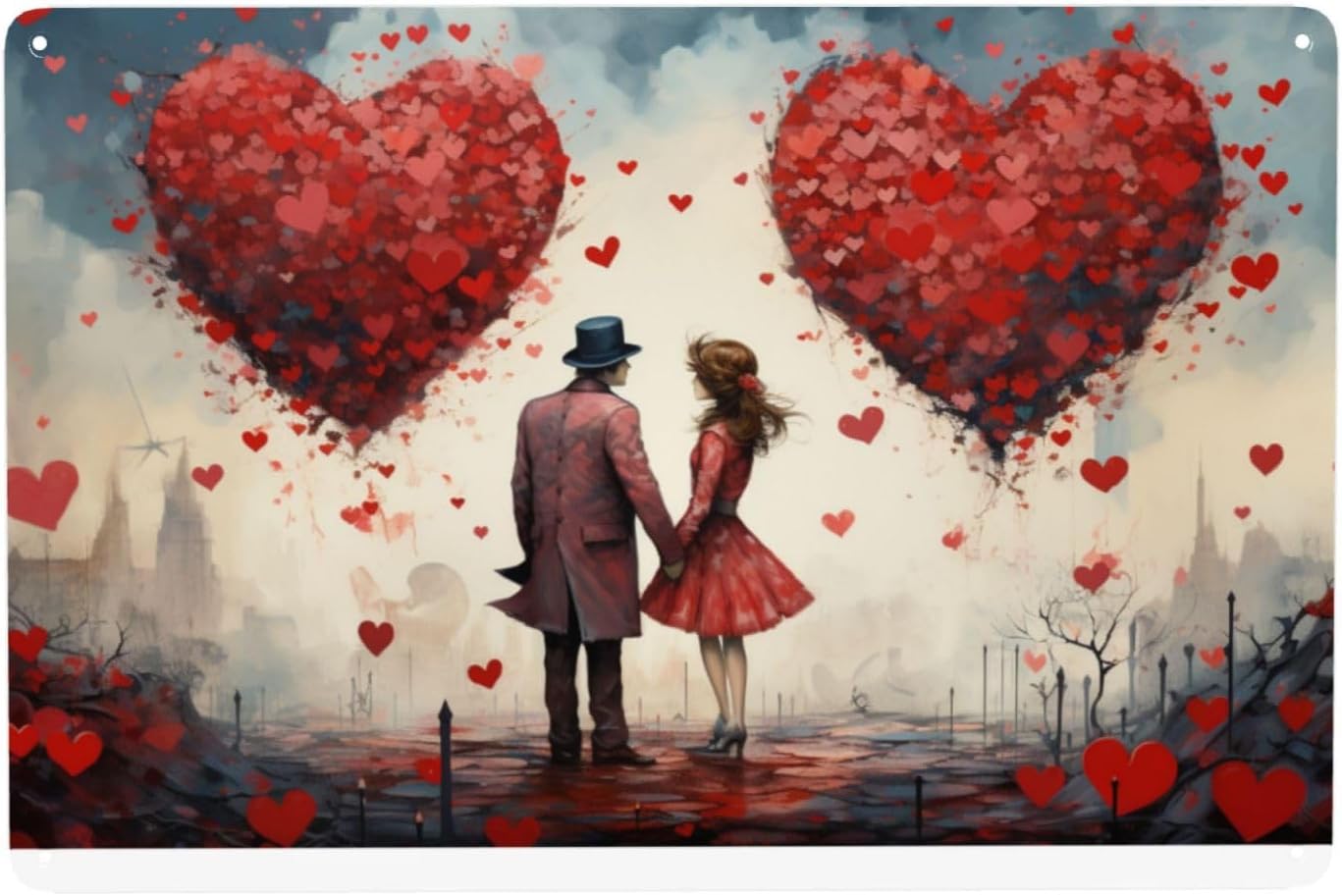 Urban Love Oasis Floating Hearts Tin Sign