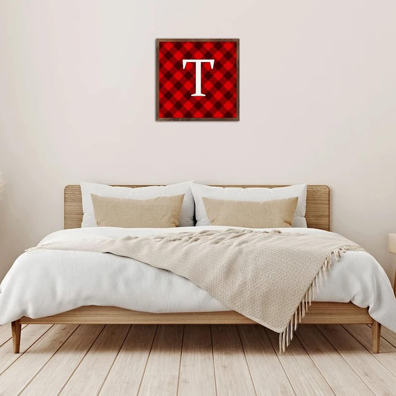 Wadcall Rustic Wall Art Initial Letter T Wooden Plaque Sign 12x12 Inch