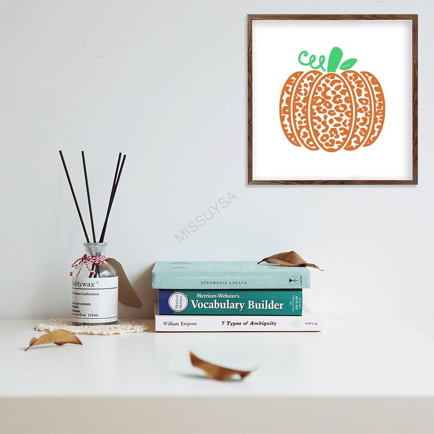 Cheetah Print Pumpkin Wood Frame Wall Decor 7x7