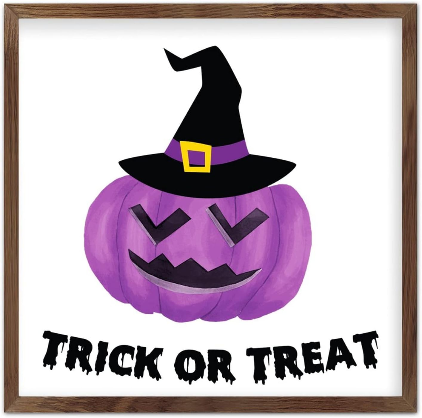 Trick Or Treat Wooden Plaque with Frame 7x7