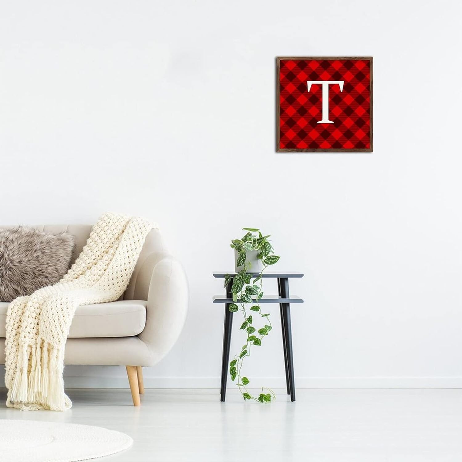 Wadcall Rustic Wall Art Initial Letter T Wooden Plaque Sign 12x12 Inch