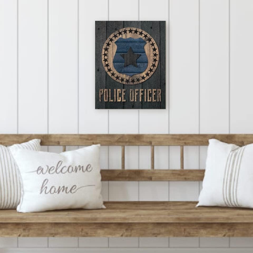 Police Officer Badge Farmhouse Wall Decor Sign 12x15