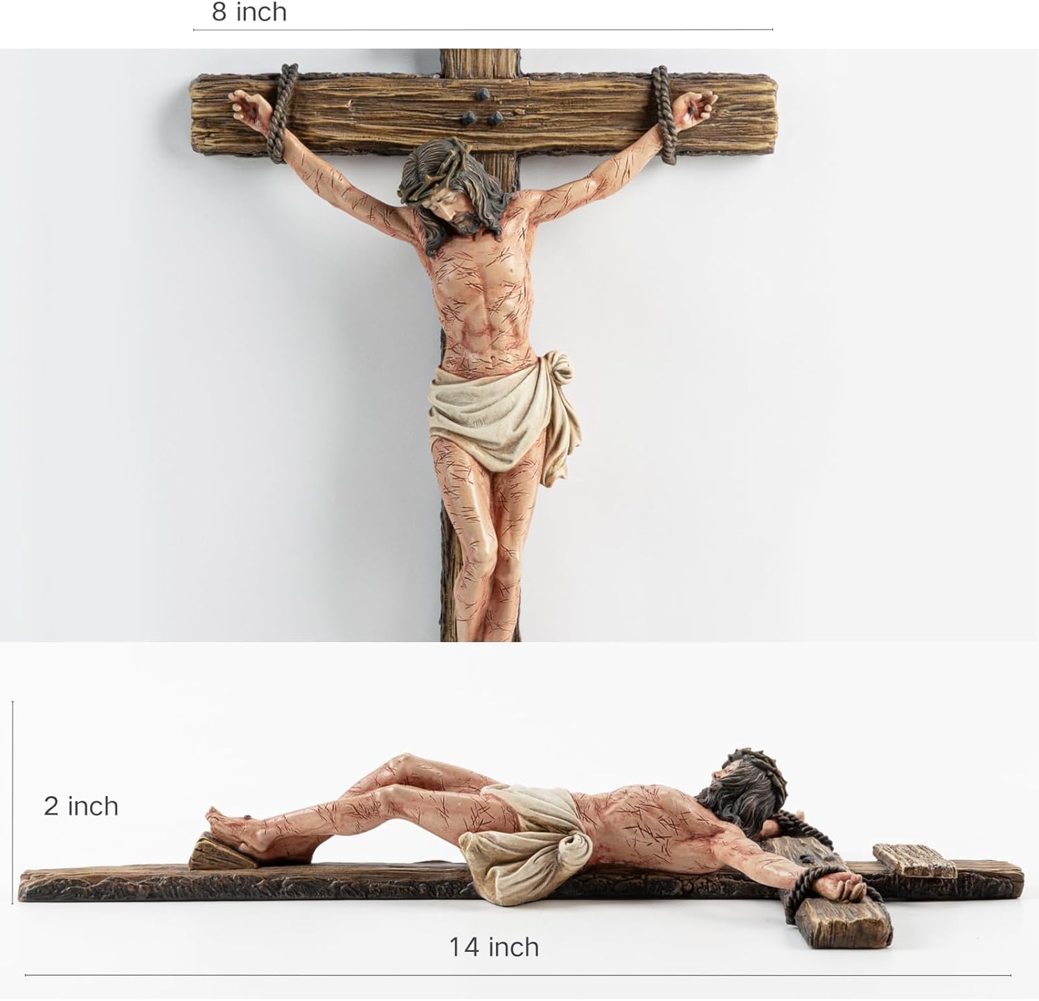 DevotedWalls 14 Inch Catholic Crucifix for Wall
