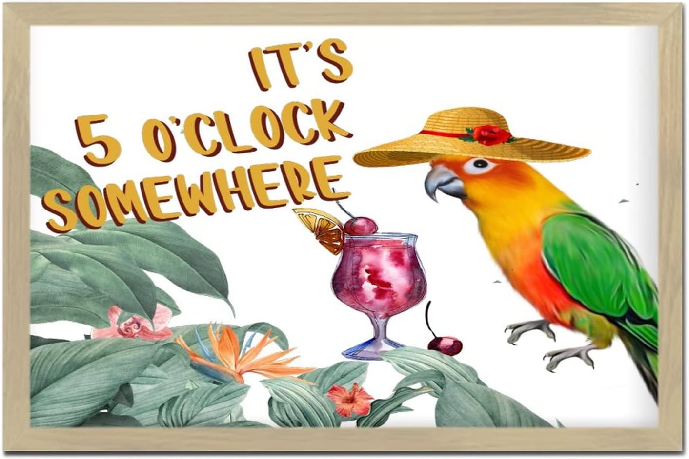 Its Five Oclock Somewhere Wood Framed Sign 8x12in