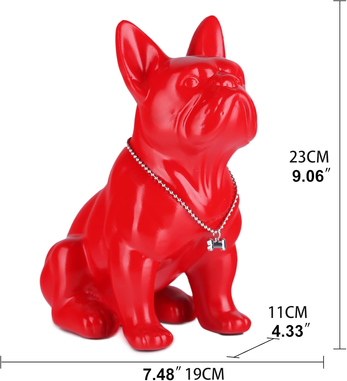 French Bulldog Metal Statue - 9in Red