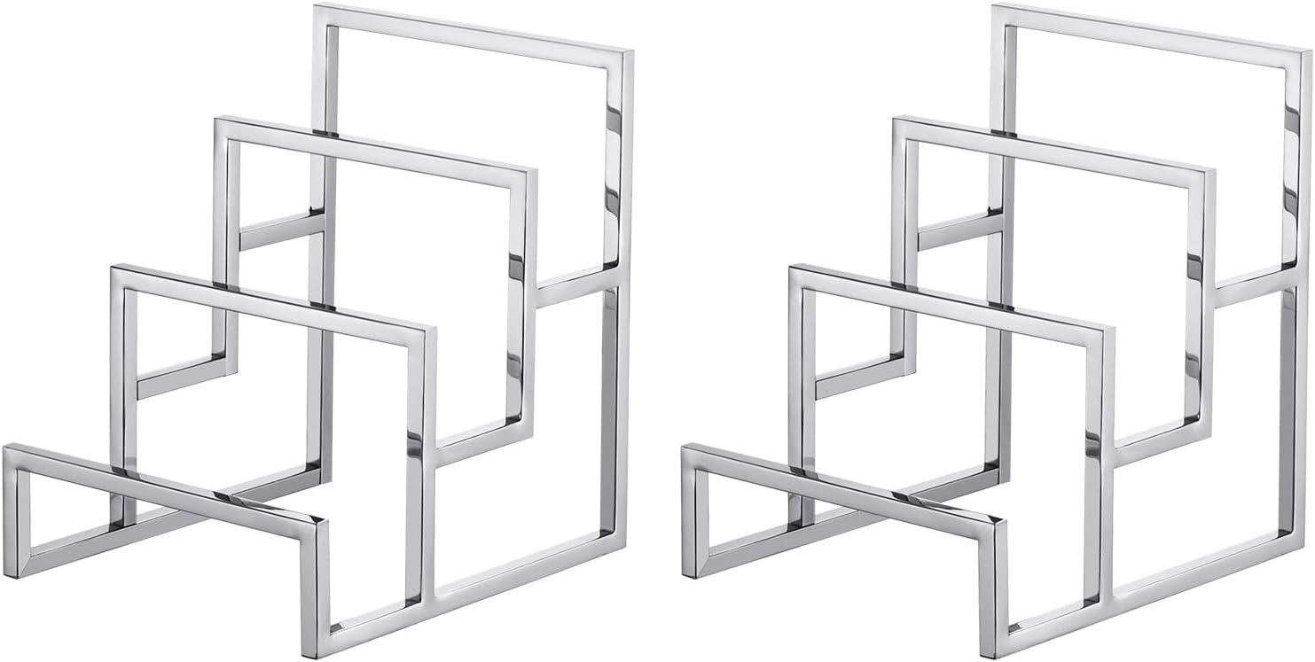 Uxcell Clutch Purse 3 Layer Display Stand - Silver 2Pcs
