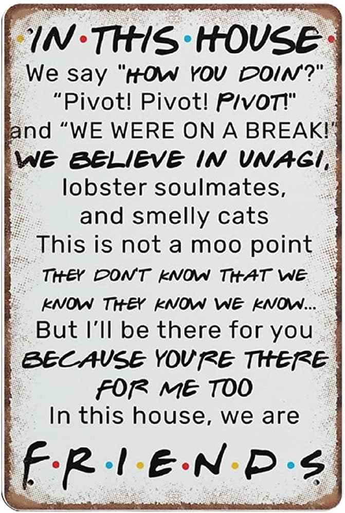 8x12 In This House We Are Friends Tin Sign