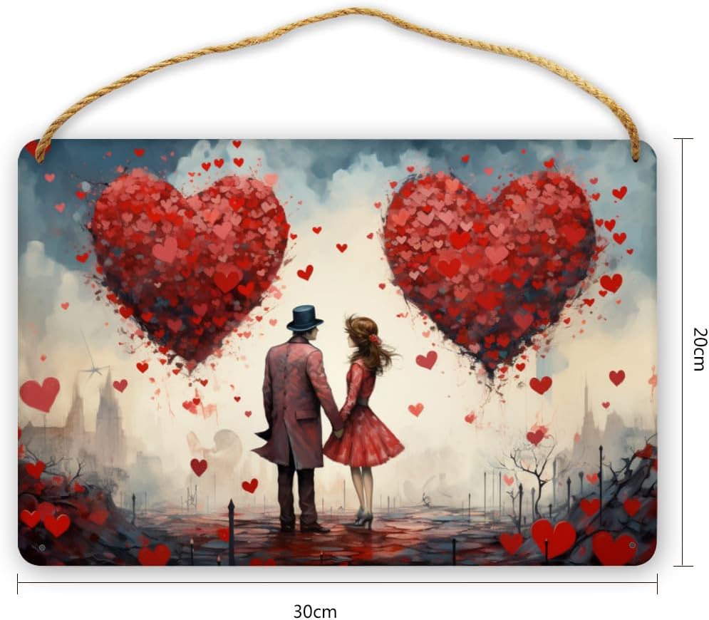 Urban Love Oasis Floating Hearts Wooden Wall Art 8x12 Inch