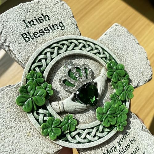 ShineOnAngel Irish Celtic Wall Cross - 8 Inch Handcrafted Claddagh Cross