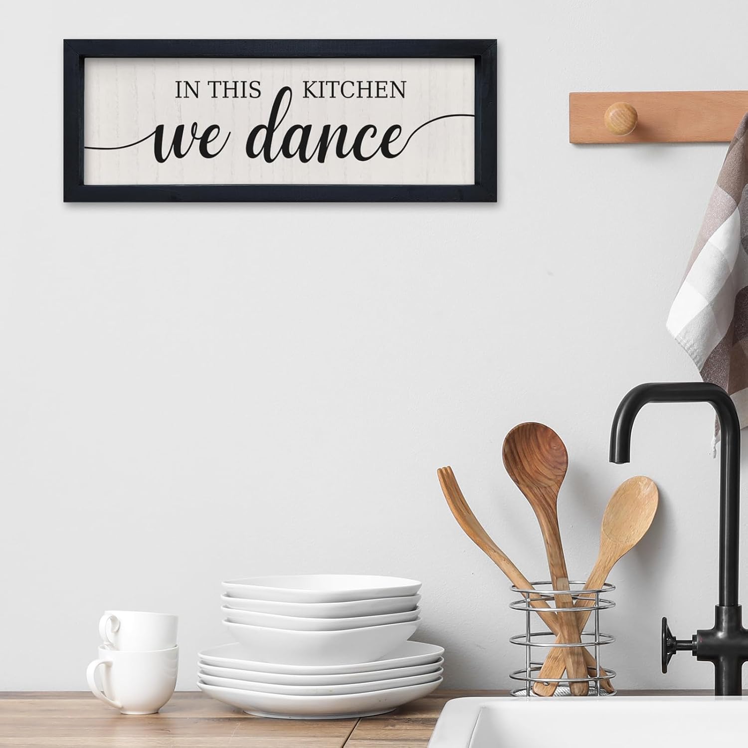 In This Kitchen We Dance Wall Sign 16x6
