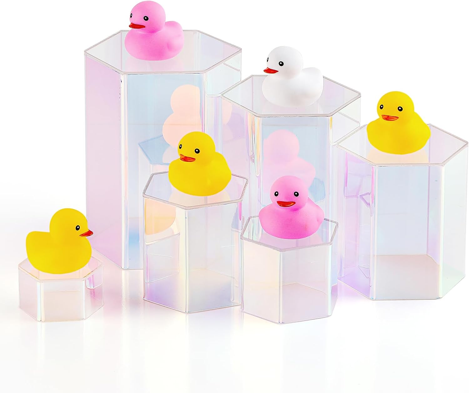 Jetec 12 Pcs Acrylic Hexagonal Jewelry Display Risers