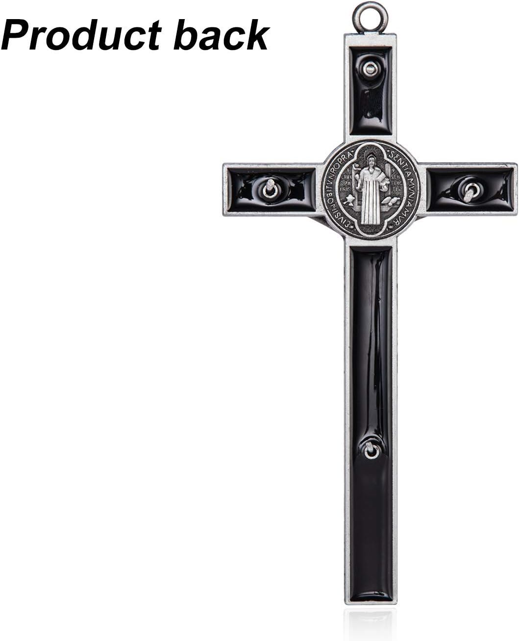 Wellcho Black Enamel Crucifix Wall Cross - Saint Benedict Religious Wall Art