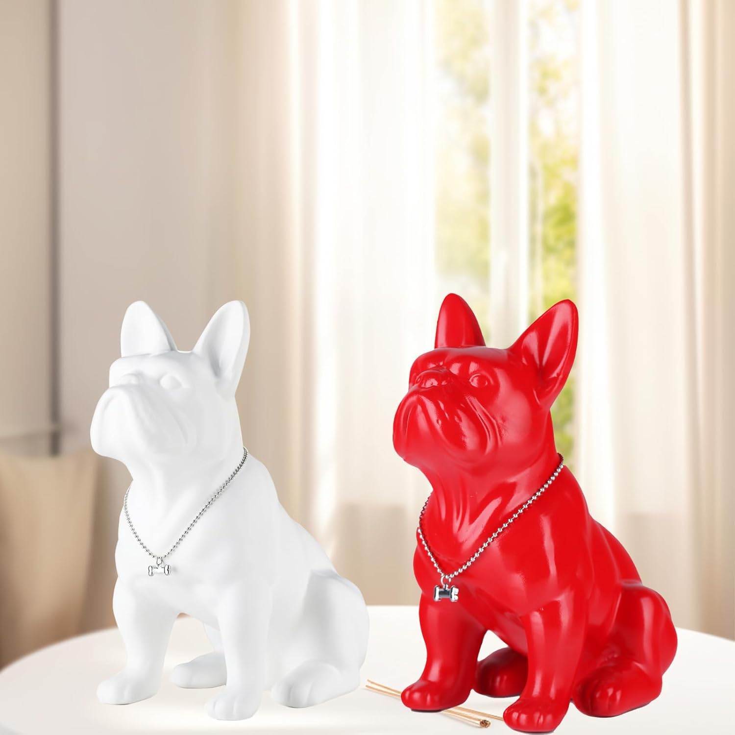 French Bulldog Metal Statue - 9in Red