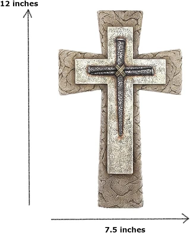 Comfy Hour Faith and Hope Wall Cross Faux Stone