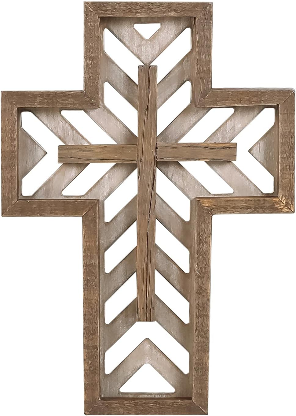 12 Inch Handmade Rustic Wooden Wall Cross - Brown