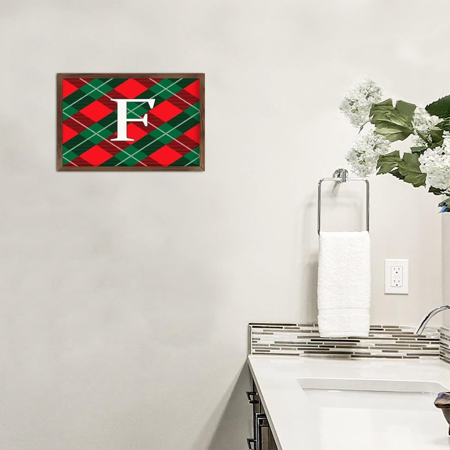 Wadcall Retro Wooden Wall Sign Initial Letter F 8x12 Inch