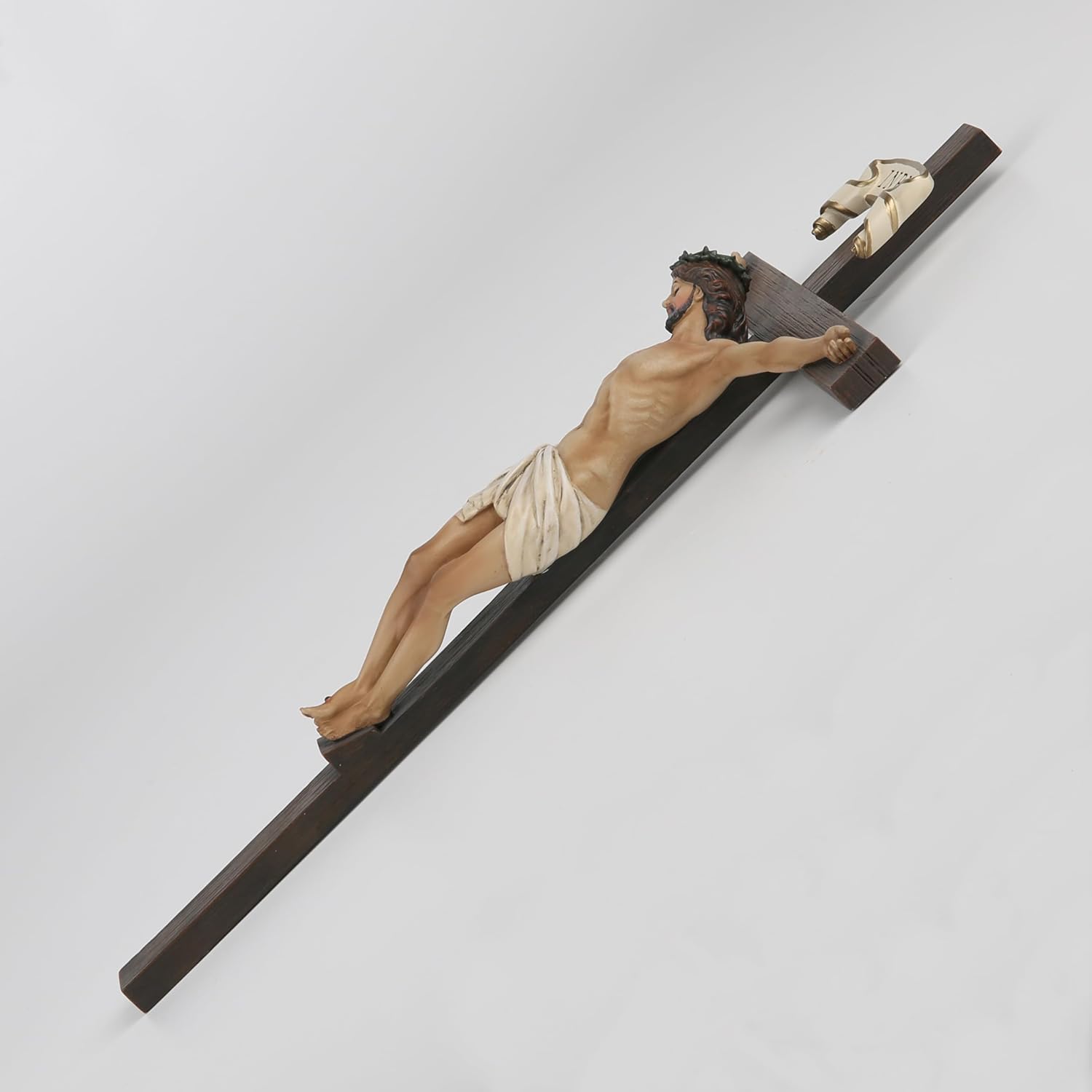 BC Catholic Crucifix Wall Cross 10 Inch Handmade Renaissance Sculpture