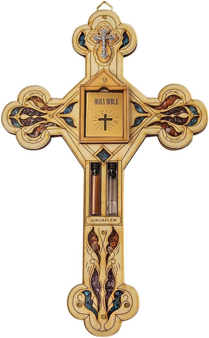KARMA AND LUCK Multistone Wall Cross Protection Plaque
