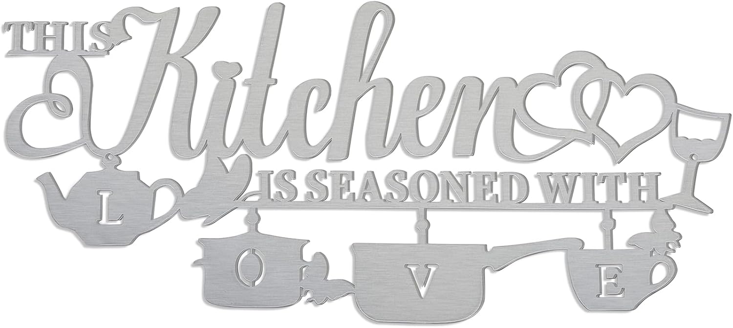 Metal Kitchen Wall Decor with Love Phrase Sign