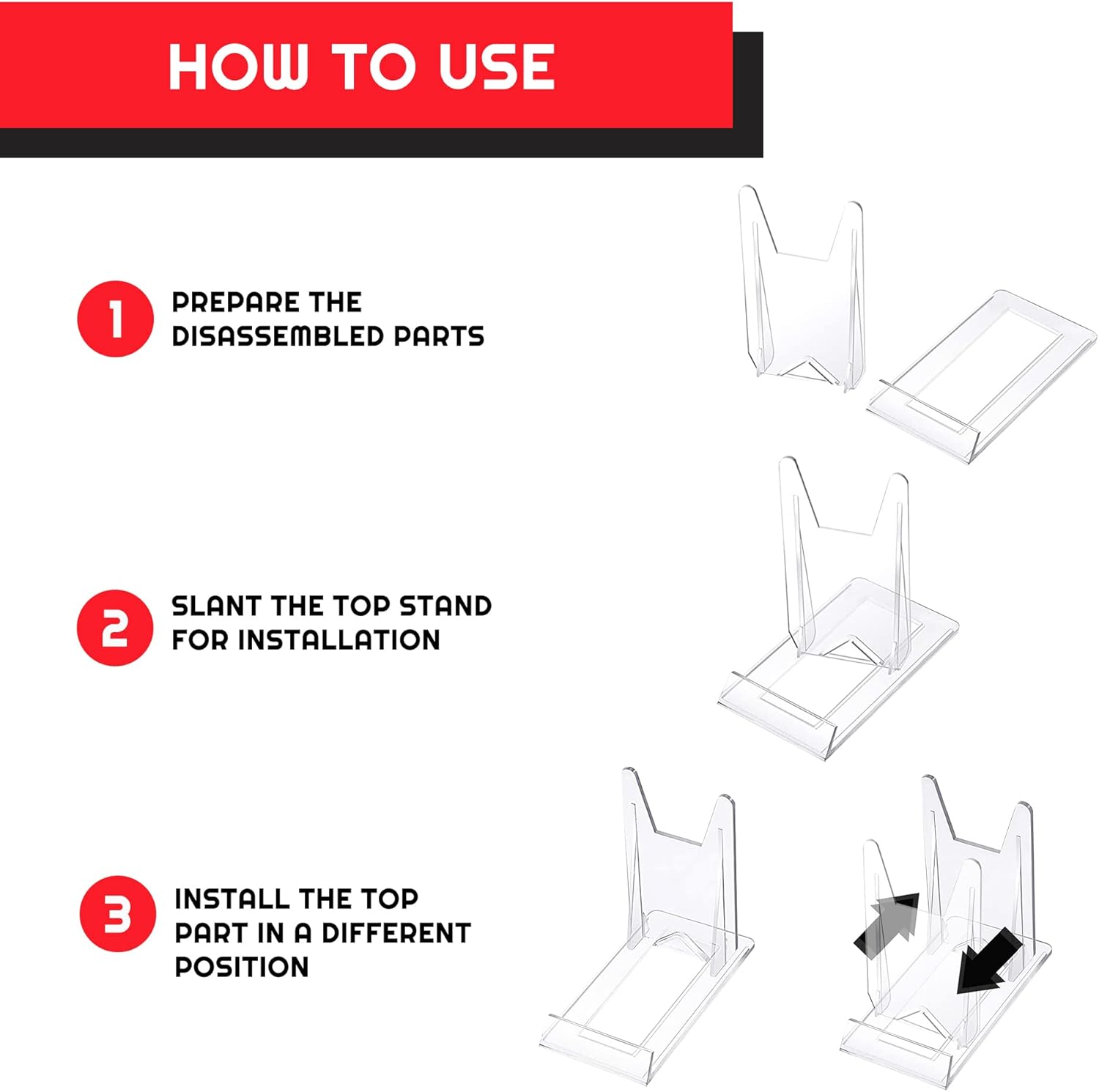 EVORETRO Clear Acrylic Display Stand 6-Pack