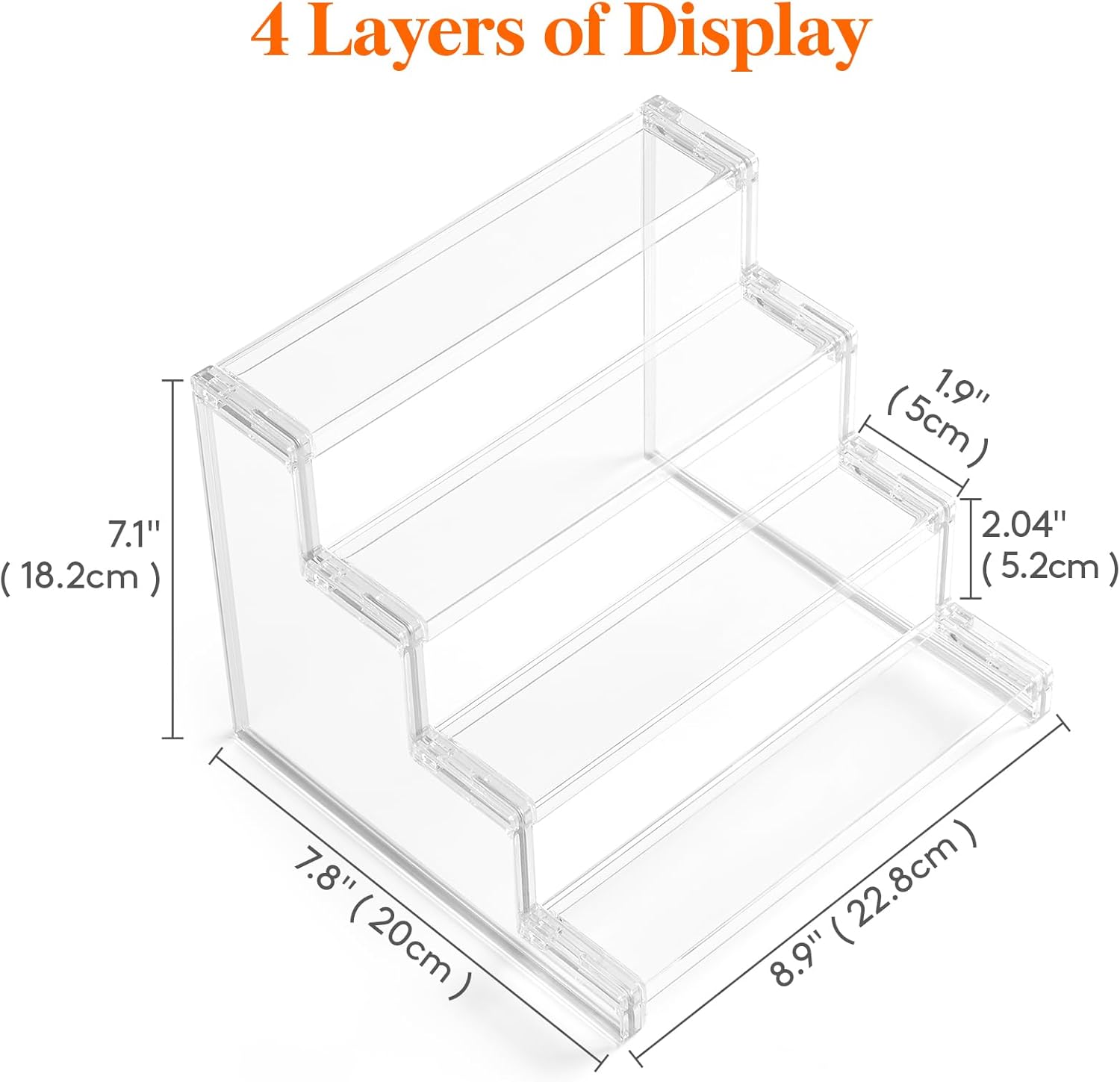 Lifewit 4 Tier Clear Display Riser Stand 9 Inch 2-Pack