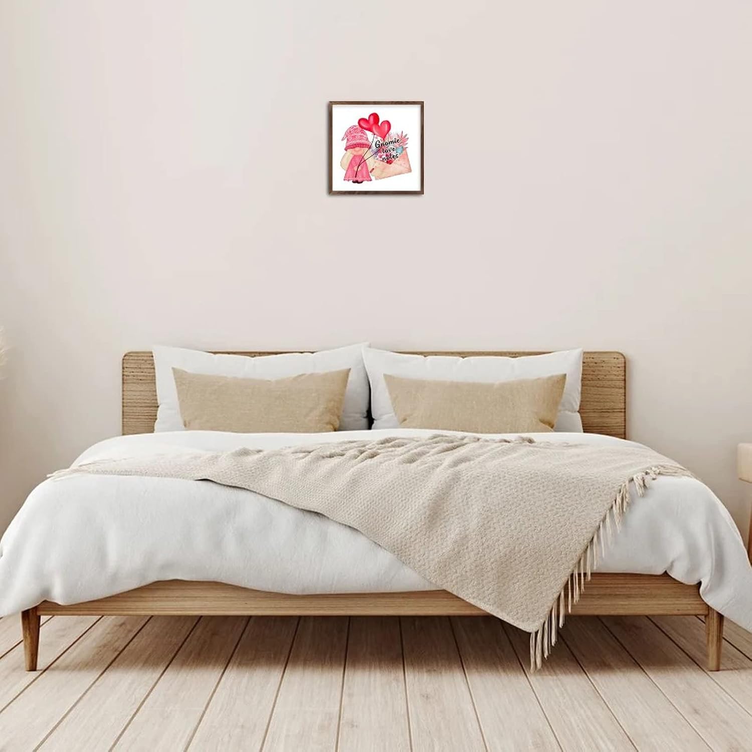 Wadcall Valentine Gnome Wall Decor 7x7 Inch Rustic Wooden Sign