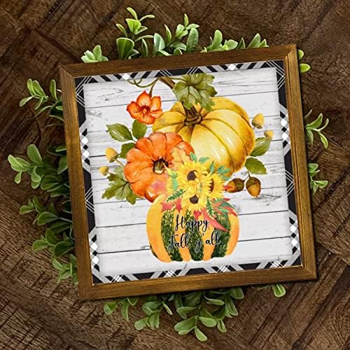 Happy Fall Yall Wood Framed Sign 12x12 Inch