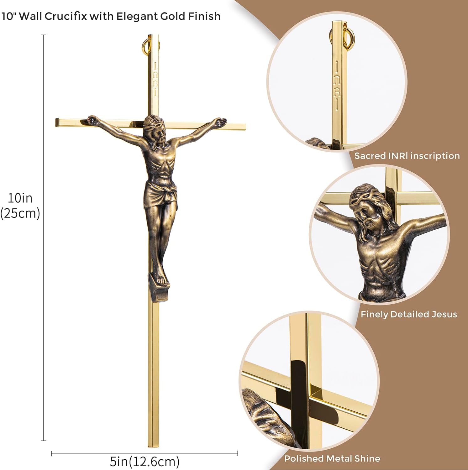 ACHIBANG 10 Inch Gold Crucifix Wall Cross