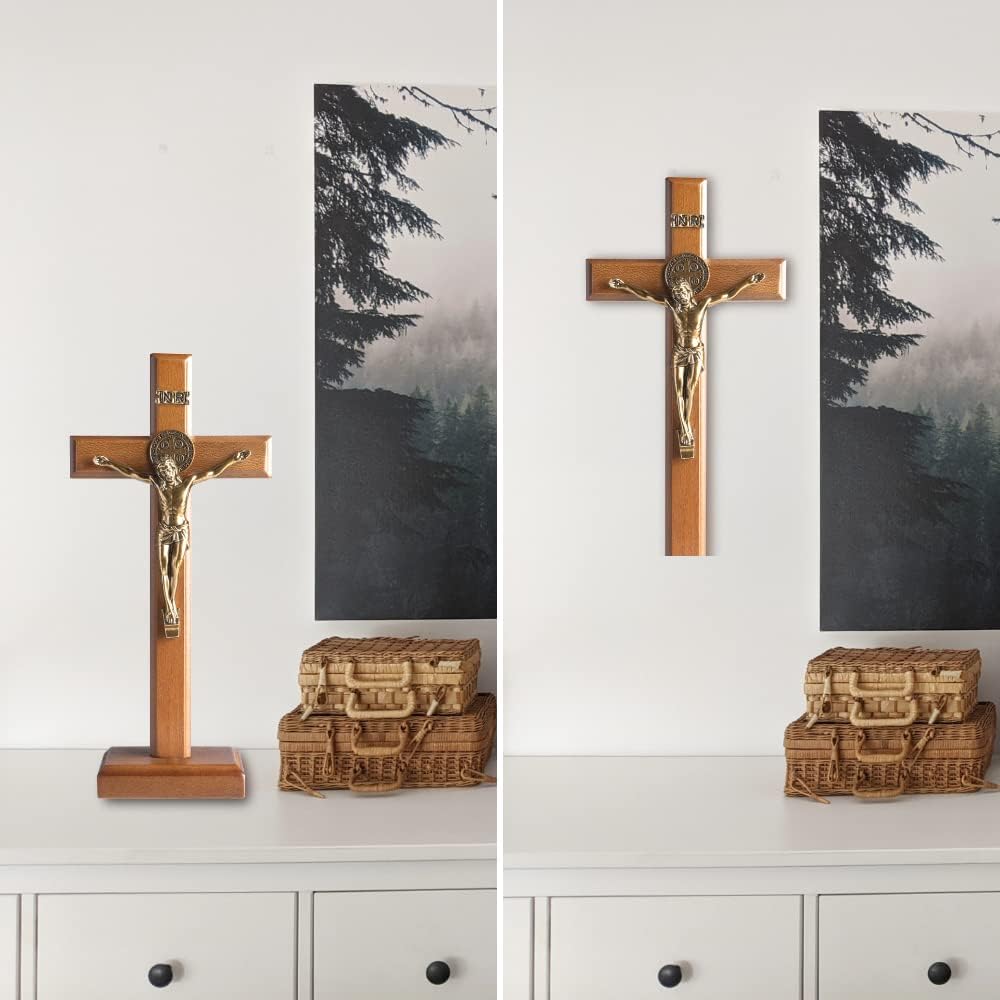KUXBET 107 Inch Wooden Wall Cross with Stand